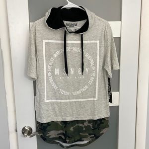 NWT Five.BY.Five Men's Grey and White Camo Hoodie Size S